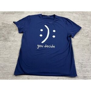 Y Graphic T-Shirt Mens XXL Navy Blue You Decide Smiley Face Short Sleeve Tee